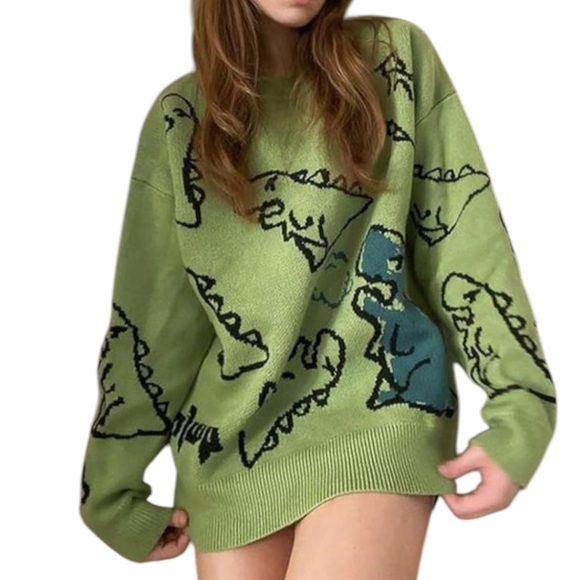 NWOT Aelfric Eden Green Dinosaur Sweater - Picture 3 of 7